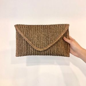 Wicker Straw Envelope Clutch
